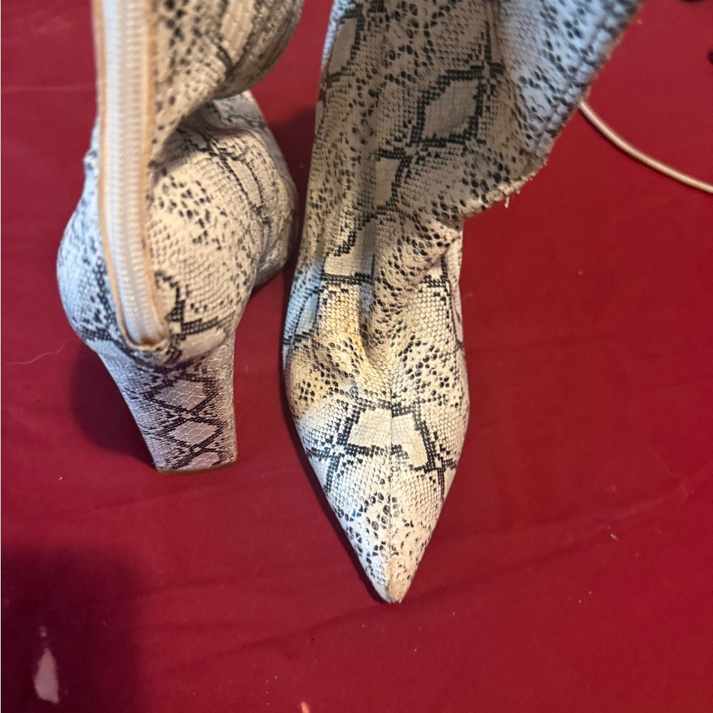 REVOLVE Snakeskin Heeled Boots